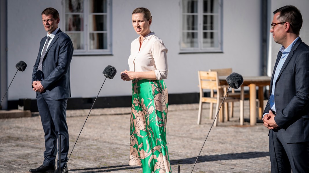 Lagmand på Færøerne Bárður á Steig Nielsen, statsminister Mette Frederiksen (S) og formand for Naalakkersuisut i Grønland Múte Bourup Egede. 