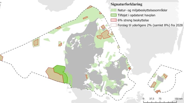 Af grafikken fremgår den øgede mængde af natur- og miljøbeskyttelsesområder.