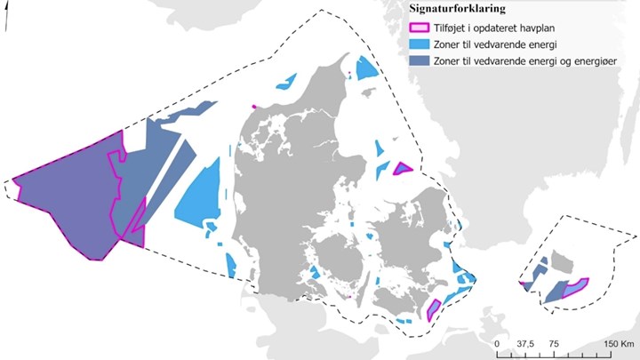 Af grafikken fremgår det øgede havareal, der med den nye plan skal udlægges til produktion af vedvarende energi.