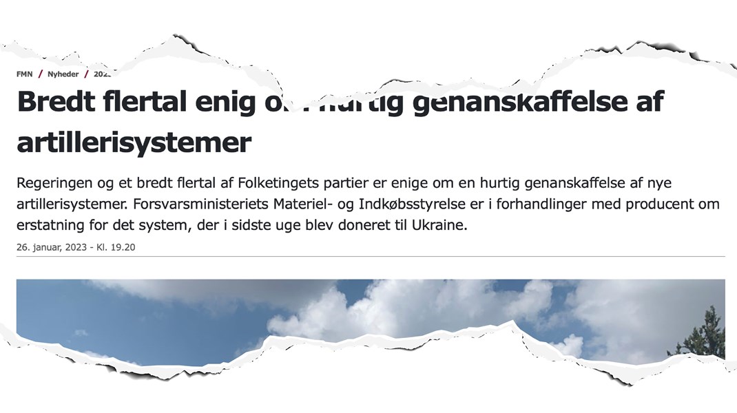 Klokken 19.20 torsdag aften tikkede en pressemeddelelse ind på Forsvarsministeriets hjemmeside.