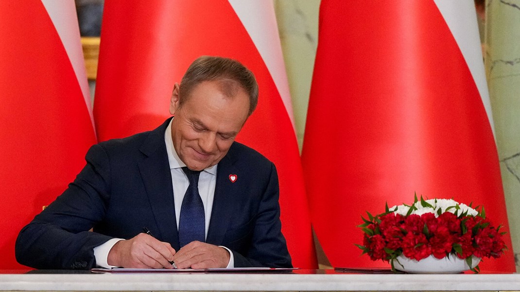 Donald Tusk ved den formelle indsættelse af hans nye koalitionsregering onsdag 13. december.