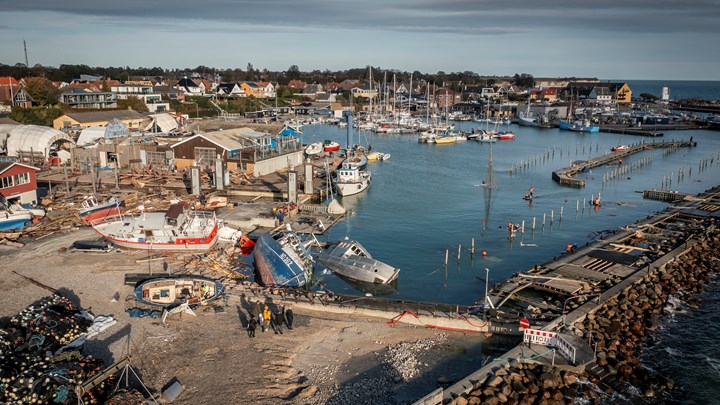 Rødvig havn efter stormen i oktober.