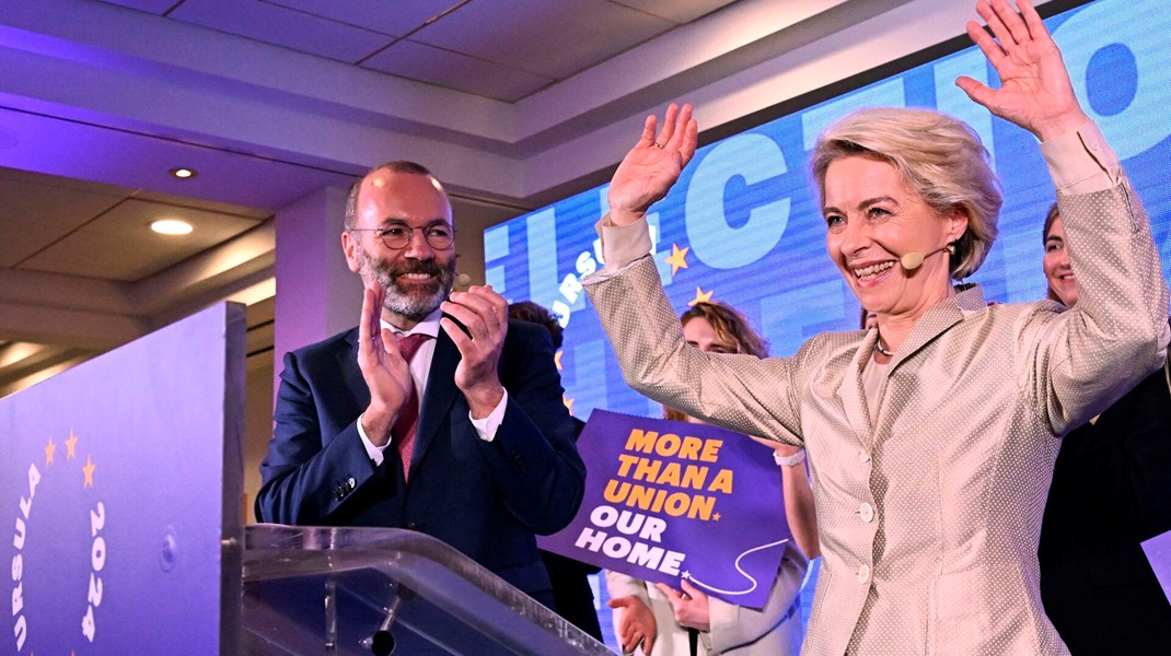 Ursula von der Leyen blev søndag hyldet af sine partifæller, da resultatet af EU-valget kom ind, selv om hun ikke har været på stemmesedlen.