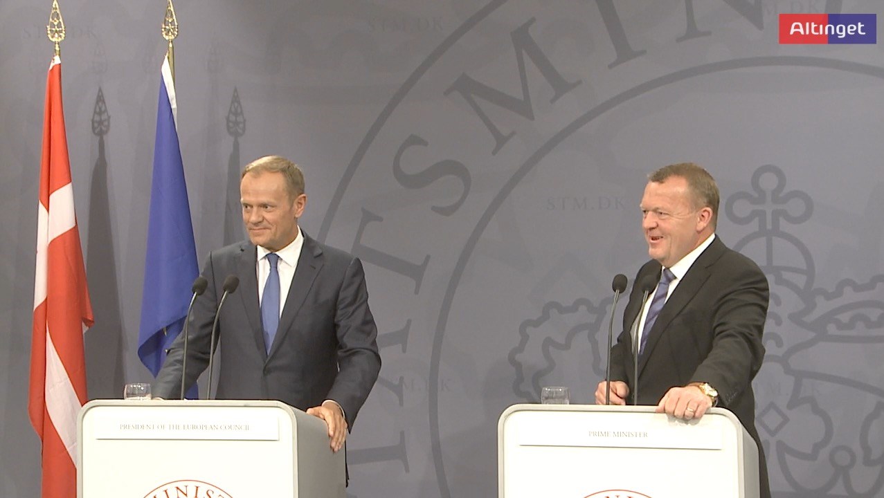 Se pressemøde med Tusk og Løkke